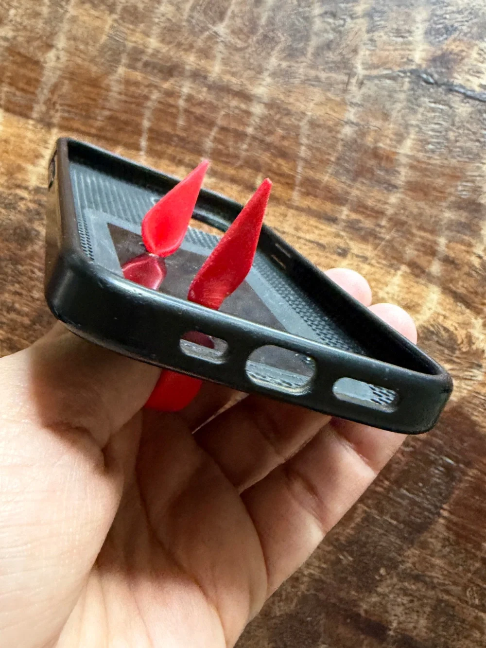 Loopy iPhone 13 Black Phone Case with Red Grip Loop - Righty